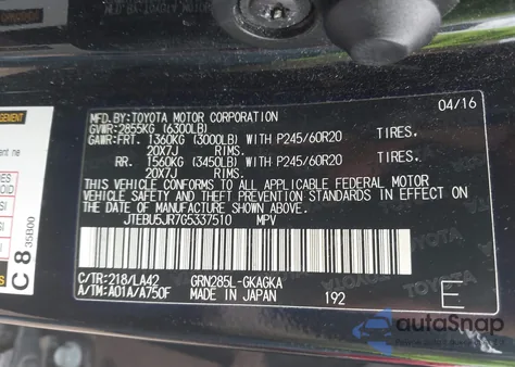 2016 Toyota 4Runner Limited z USA, uszkodzony, nr VIN JTEBU5JR7G5337510